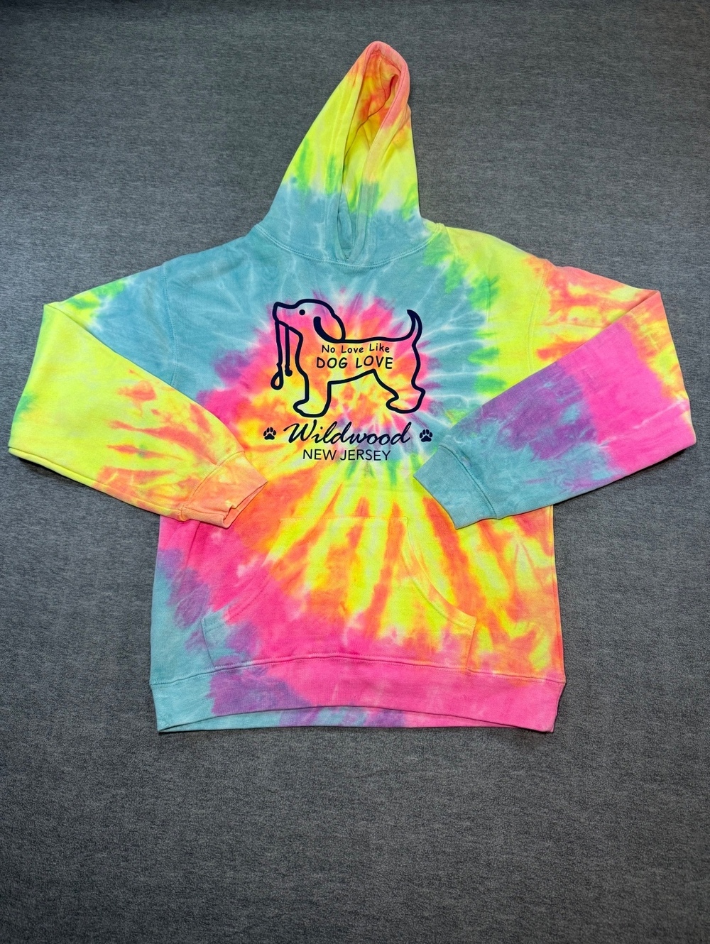 Dreamside Kids XL Tie Dye Hoodie No Love Like Dog Love Wildwood NJ Pullover